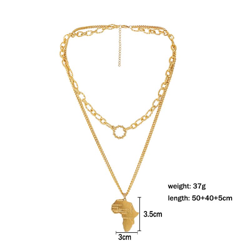 Female Hot Necklaces Women Gold Choker Map Design Jewelry