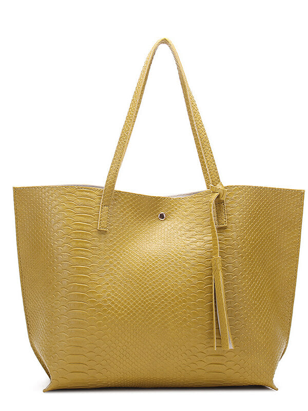 Women Solid Large Capacity Shoulder Handbag