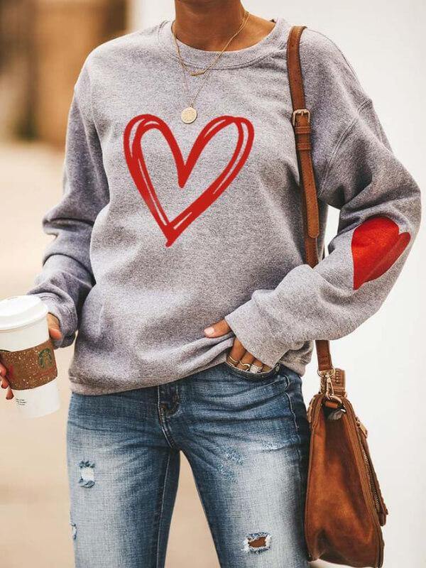 Woman's Valentine's Day Love Print Sweatshirt - CHALIER