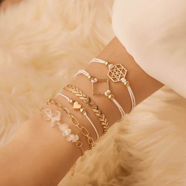 Female Design Bohemia Bracelets Women Gold Hot Jewelry Set