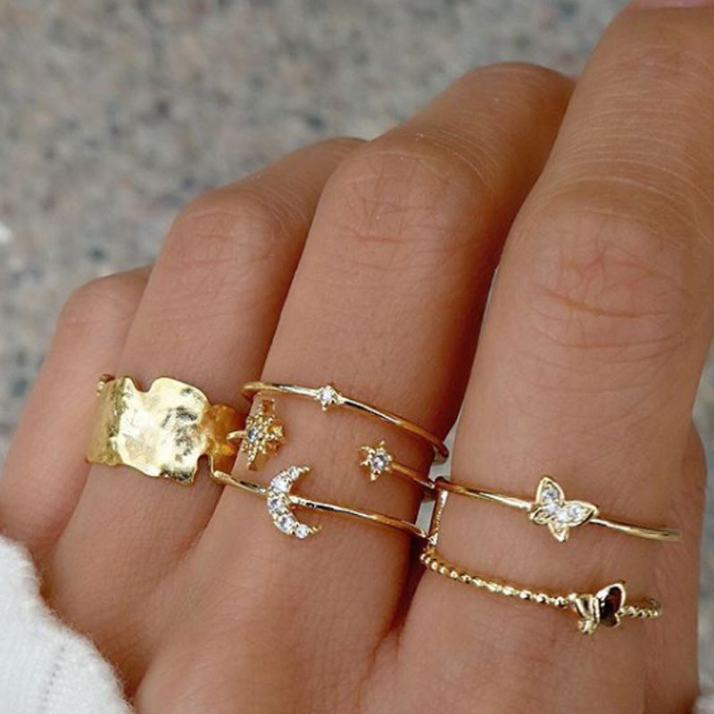 Female Hot Rings Woman Design Gold Jewelry Set
