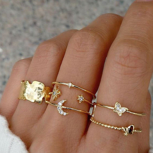 Female Hot Rings Woman Design Gold Jewelry Set