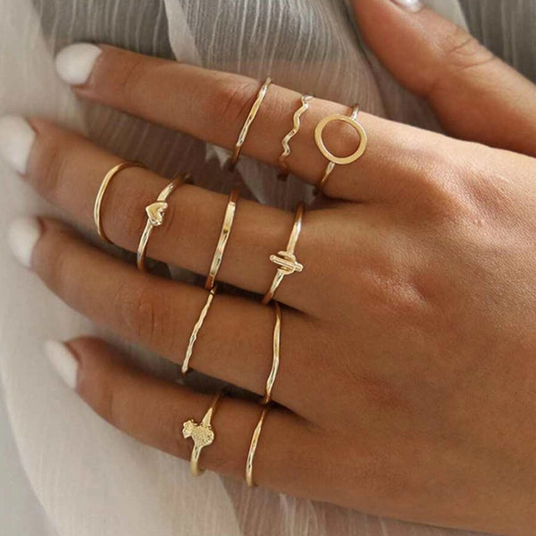 Female Design Hot Rings Gold Simple Jewelry Set