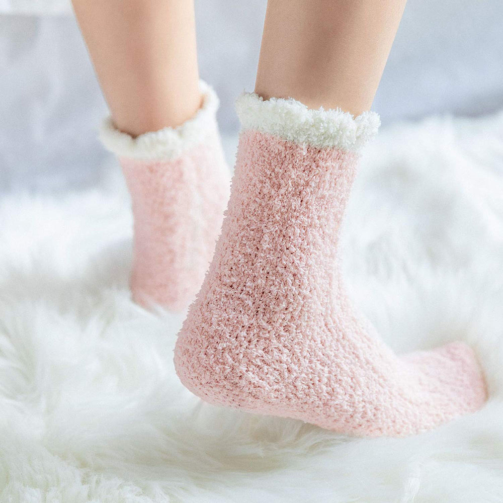Womens Fuzzy Christmas Socks Winter Cozy Fluffy Soft Slipper Socks Gifts 6 Pairs