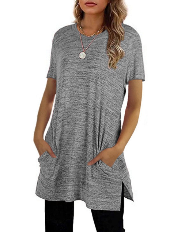 Women Casual Short Sleeve Long T-Shirt