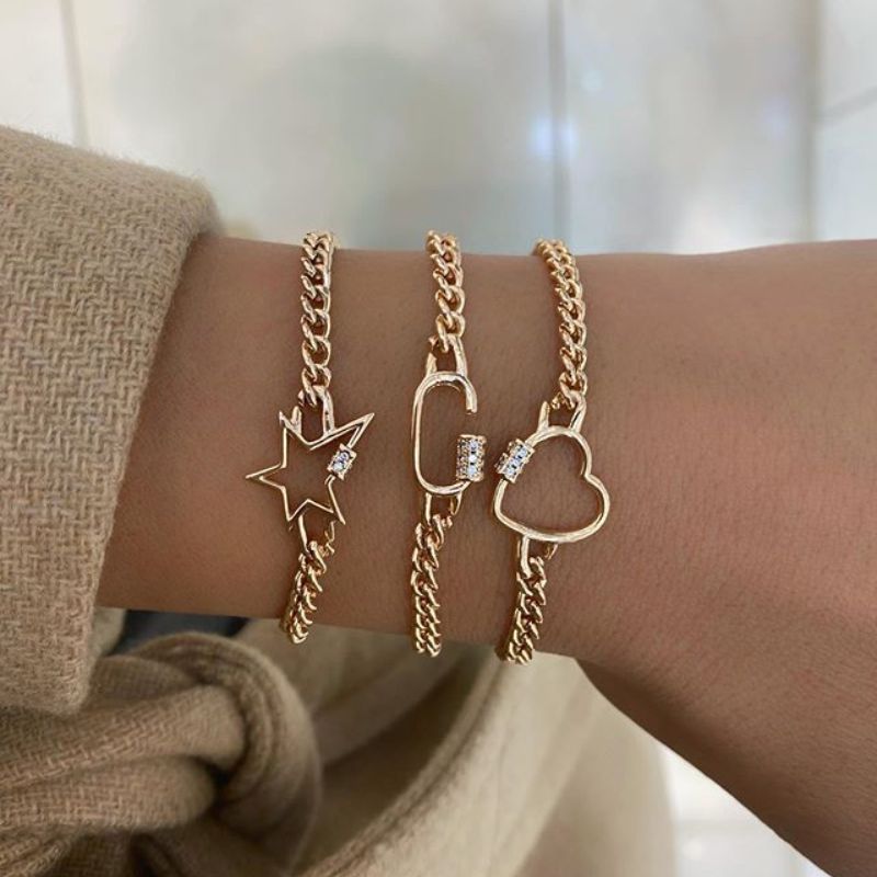 Female Fashionable Bracelets Woman Design Gold Jewelry Set