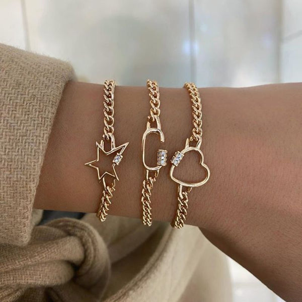 Female Fashionable Bracelets Woman Design Gold Jewelry Set