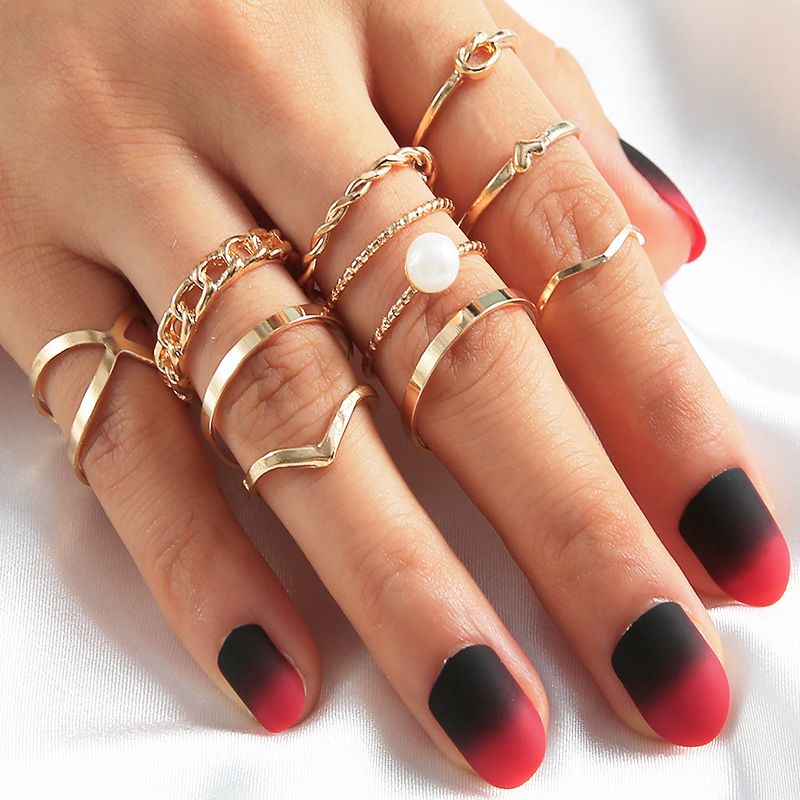 Female Fashionable Rings Woman Design Simple Gold Jewelry Set