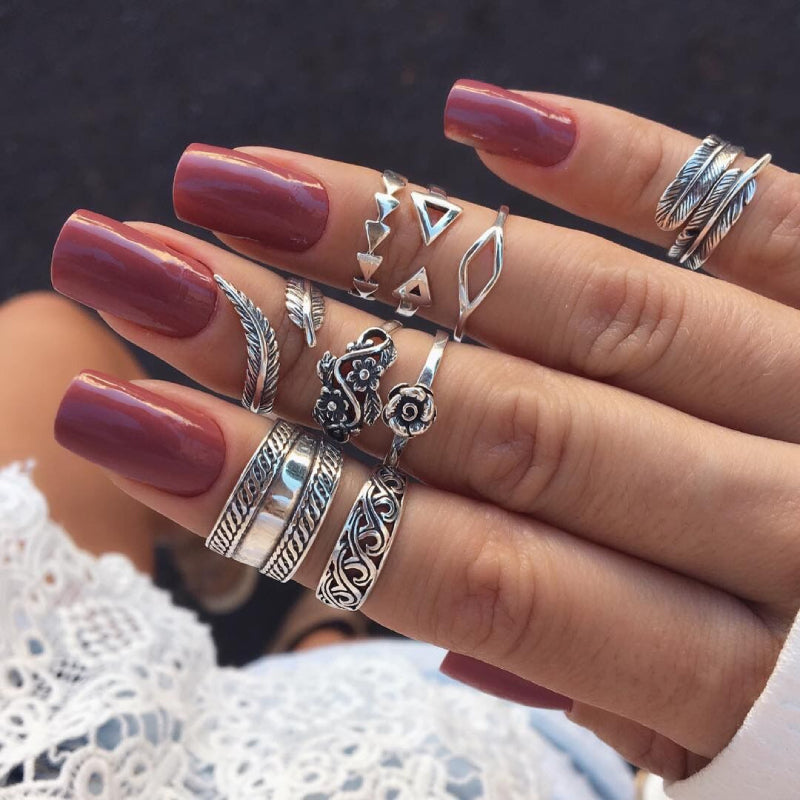 Female Design Rings Woman Fashionable Silver Jewelry Set