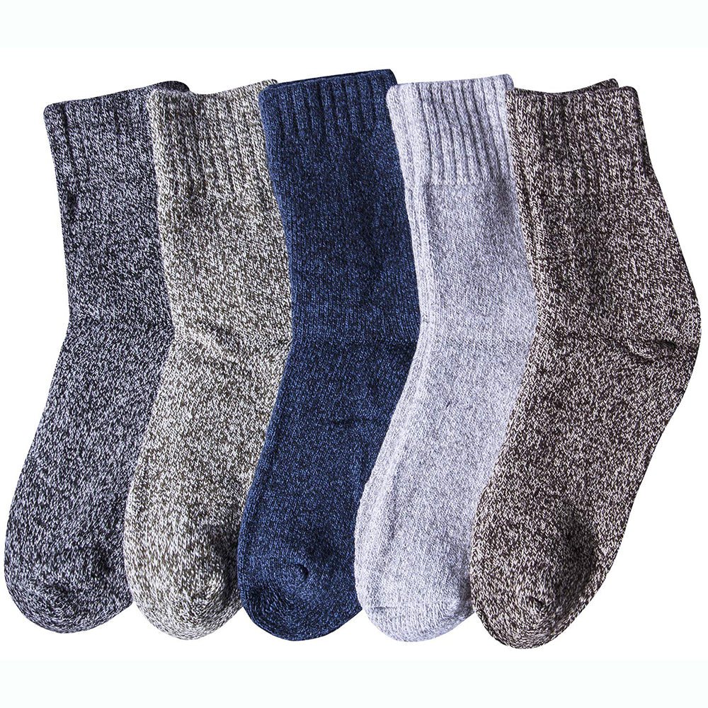 Winter Womens Vintage Soft Warm Thick Knit Wool Crew Socks 5 pairs