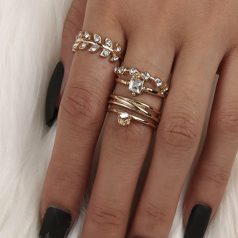 Female Fashionable Rings Woman Design Gold Jewelry Set