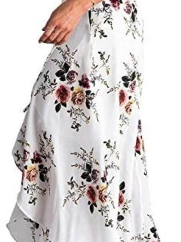 Womens Summer Beach Wrap Cover Up Boho Floral Tie Up Waist  Maxi Skirt - CHALIER