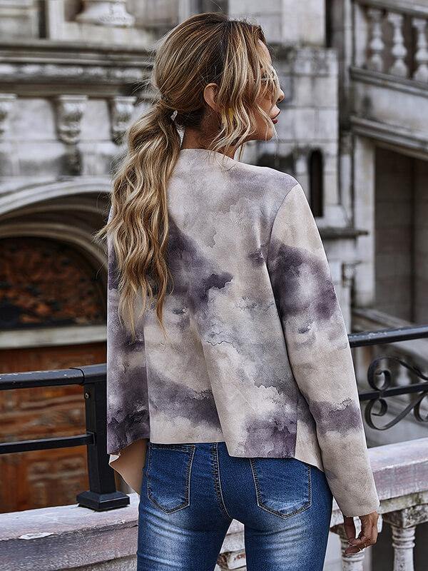 Women's Suede Jacket Printed Long Sleeve Coat&Top - CHALIER