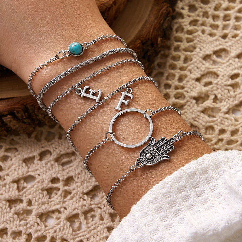 Female Design Bracelets Women Bohemia Letters Jewelry Set