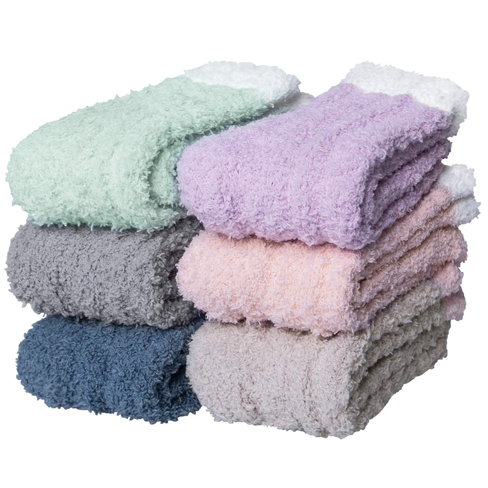 Womens Fuzzy Christmas Socks Winter Cozy Fluffy Soft Slipper Socks Gifts 6 Pairs