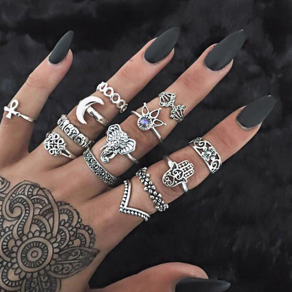 Female Design Bohemia Rings Woman Fashionable Elephant Jewelry Set
