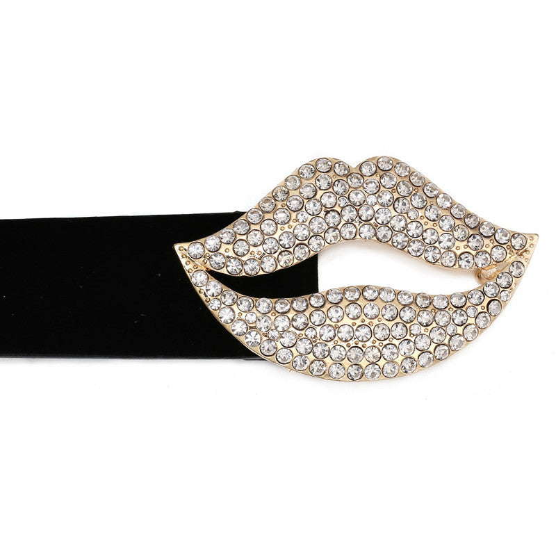 Women Design Dress Belt Fashion Lip Metal Belt