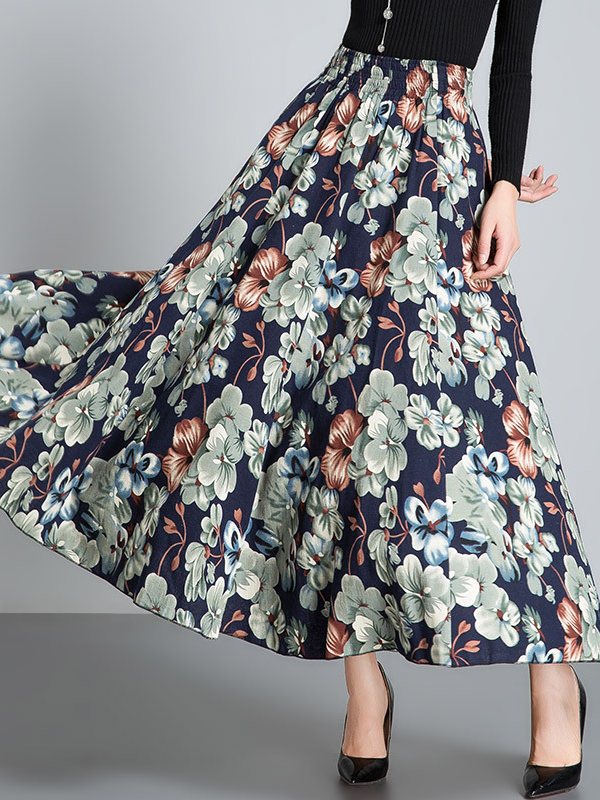 Women's Long Skirt Retro Printed Skirt