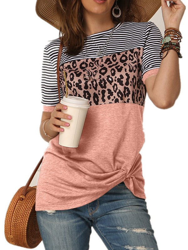 Women's Fashion Top Casual Pantherine Short Sleeves Shirt