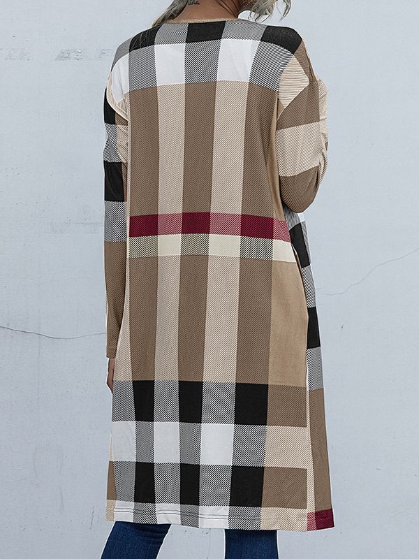 Women's Fashion Outwear Check Pattern Coat