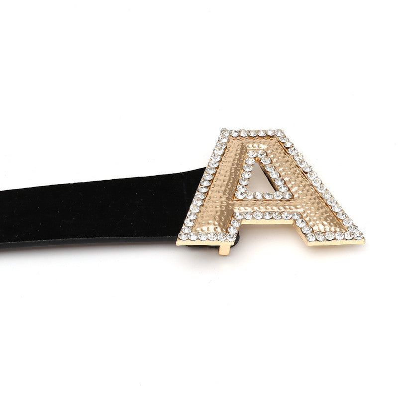 Women Fashion Dress Belt Hot Gold Letter Metal Belt