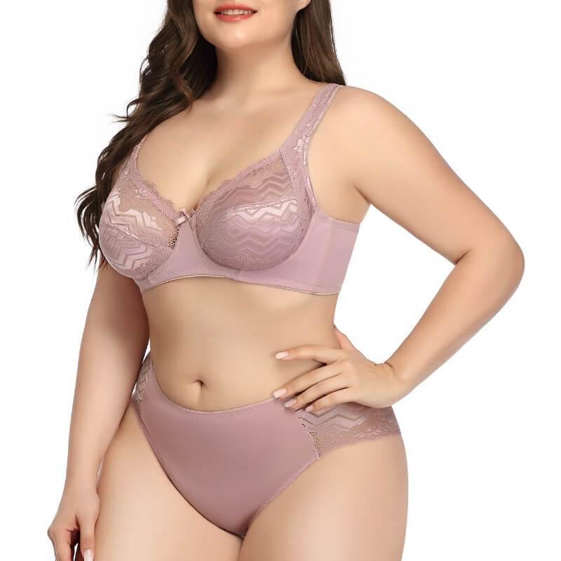 Women Plus Size Sexy Bra Comfort Breathable Full Coverage Lingerie Set - CHALIER