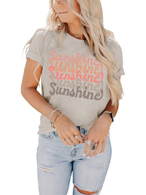 Women Letter Printed Short Sleeve T-Shirt