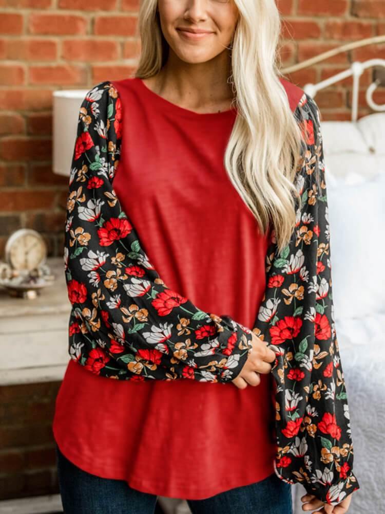 Women's Loose Casual Floral Sweatshirt - CHALIER