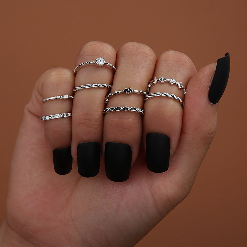 Female Design Hot Rings Silver Simple Jewelry Set