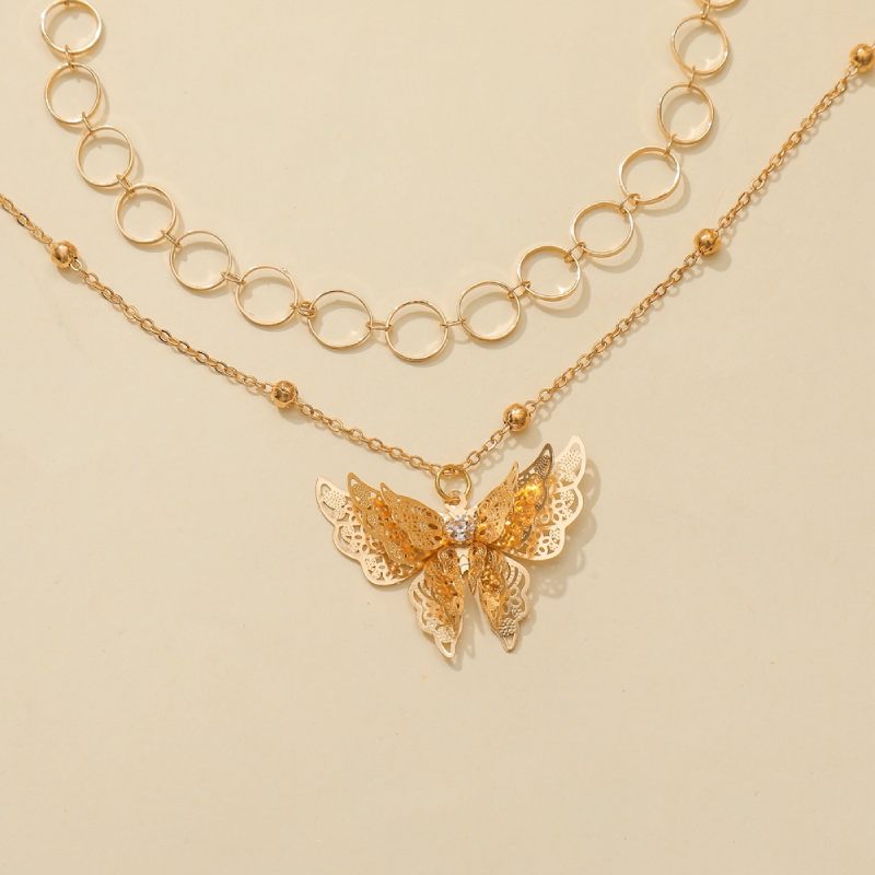 Female Hot Layered Necklaces Women Butterfly Gold Choker Design Jewelry