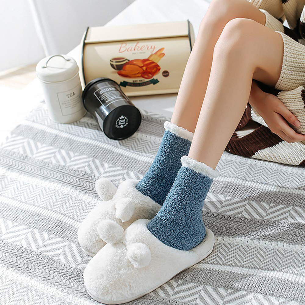 Womens Fuzzy Christmas Socks Winter Cozy Fluffy Soft Slipper Socks Gifts 6 Pairs