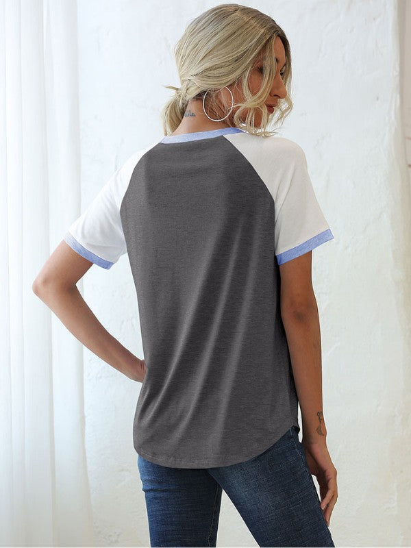 Women Casual Stitch Short Sleeve T-Shirt
