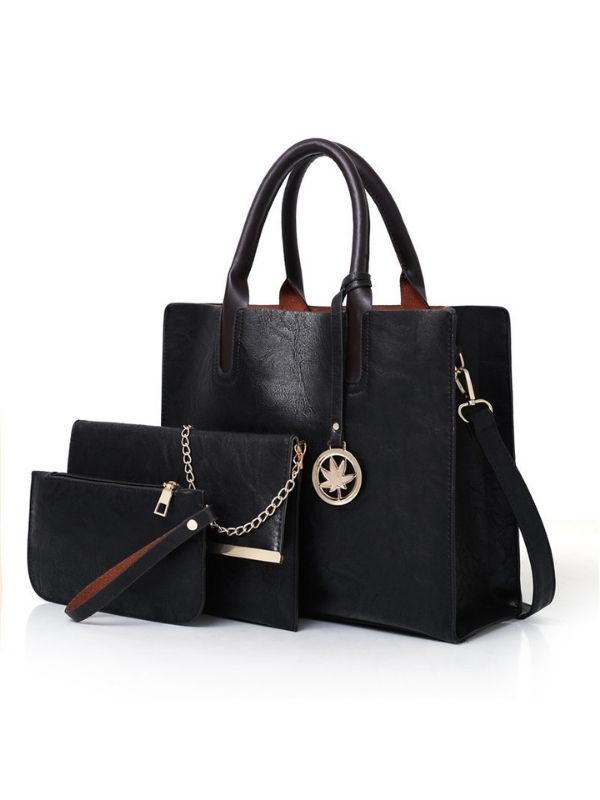 Women Solid Simple PU 3 Piece Shoulder Bag