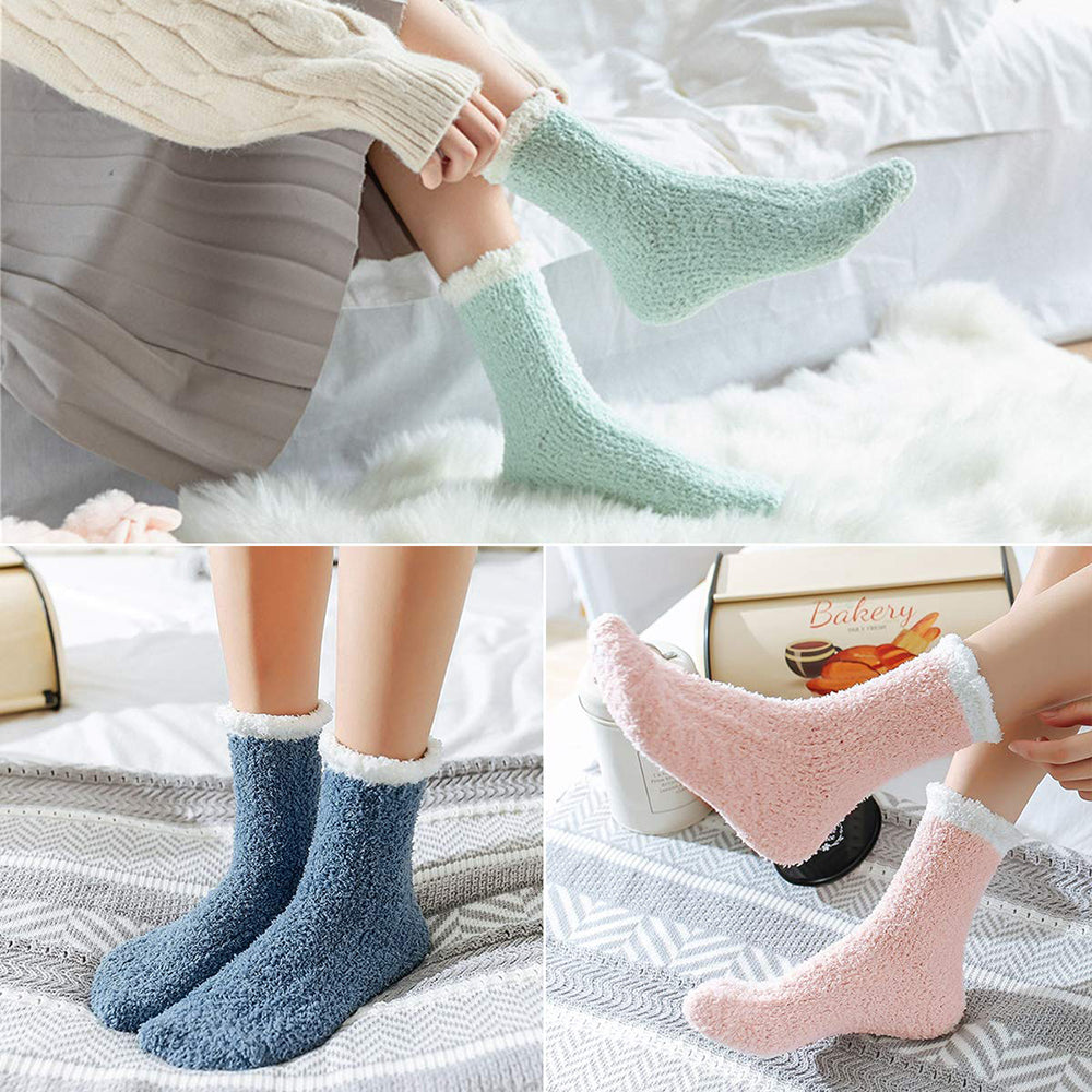 Womens Fuzzy Christmas Socks Winter Cozy Fluffy Soft Slipper Socks Gifts 6 Pairs