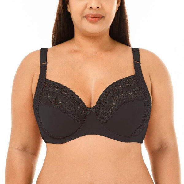 Womens Summer Plus Size Ultrathin Sexy Lace Ultimate Lift and Support Fashion Underwire Bra - CHALIER