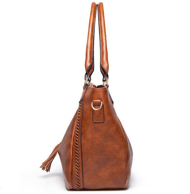 Ladies Handbags PU Daily Simple Vintage Shoulder Bucket Handbag - CHALIER