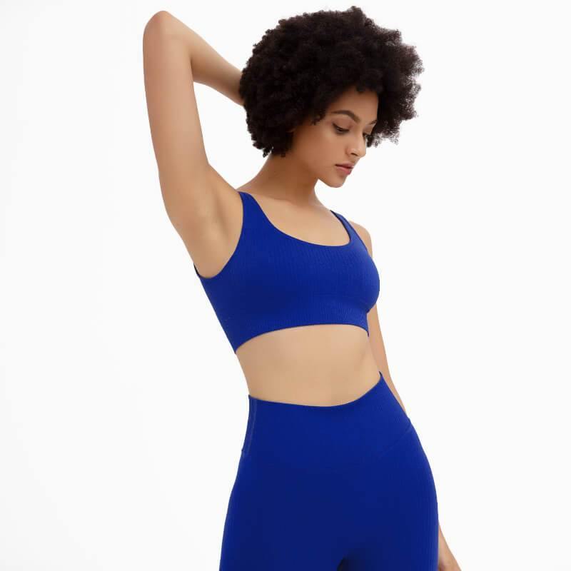 Women Medium Impact Sports Bra Seamless Yoga Workout Bra Running Gym Activewear - CHALIER