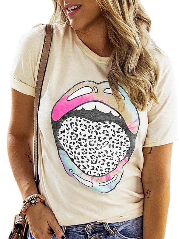 Women Cartoon Printed Casual Short Sleeve T-Shirt - CHALIER