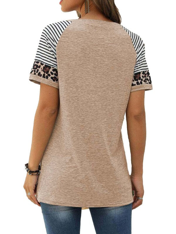 Women Pumpkin Printed Sripes Short Sleeve T-Shirt