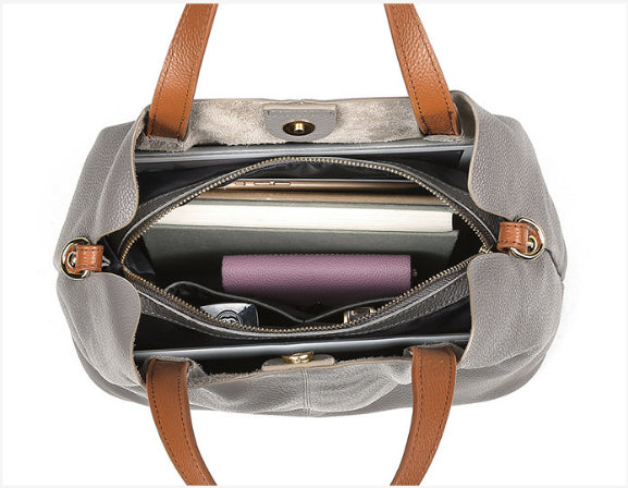 Women Solid Leather Shoulder Messenger Handbag