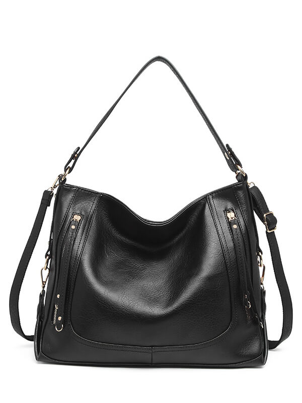 Women's Solid Simple Tote Bag Large Capacity Shoulder Messenger Handbag