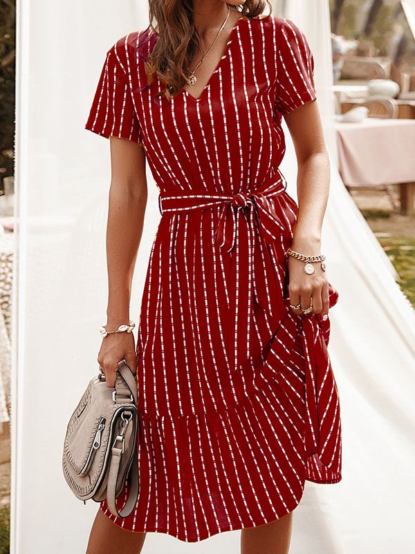 Women's Fashion Dress Hot V Neck Fringe Skirt