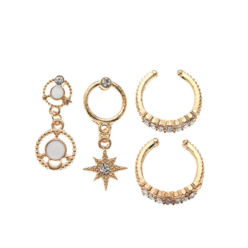 Female Design 4PCS Hoops Women Gold Earrings