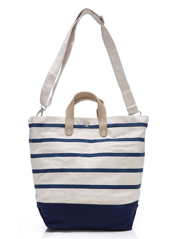 Canvas Striped Shoulder Messenger Handbag