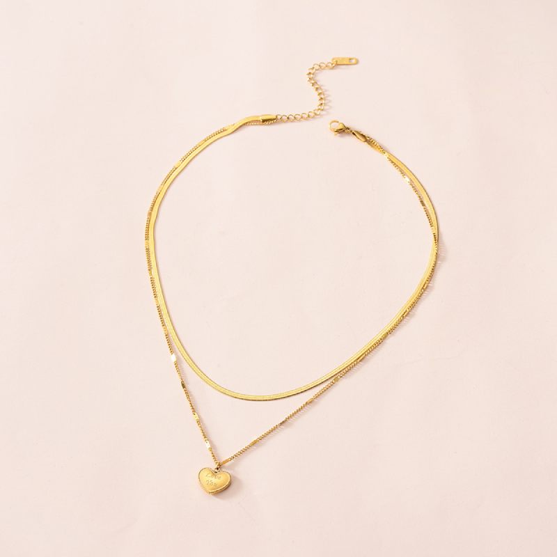 Female Layered Necklaces Women Gold Hot Heart Choker Jewelry