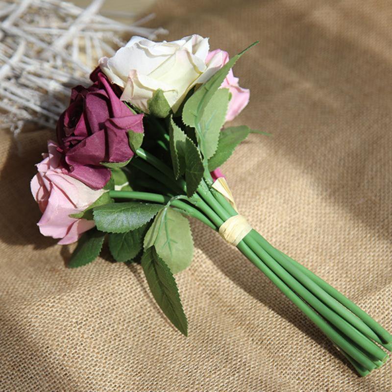 Artificial Rose Bouquet Fake Flowers For Home Office Wedding Decoration - CHALIER