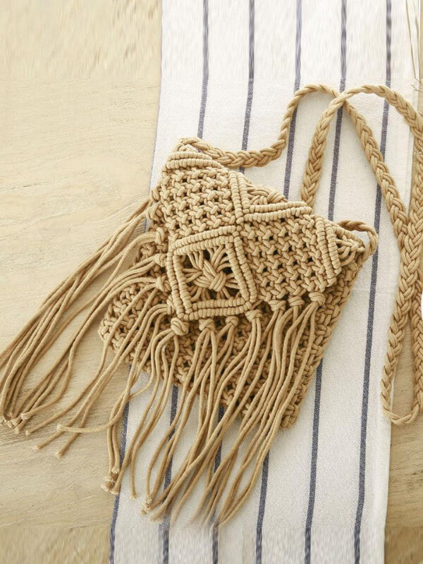 Women's Woven Straw Bags Fringe Messenger Bags