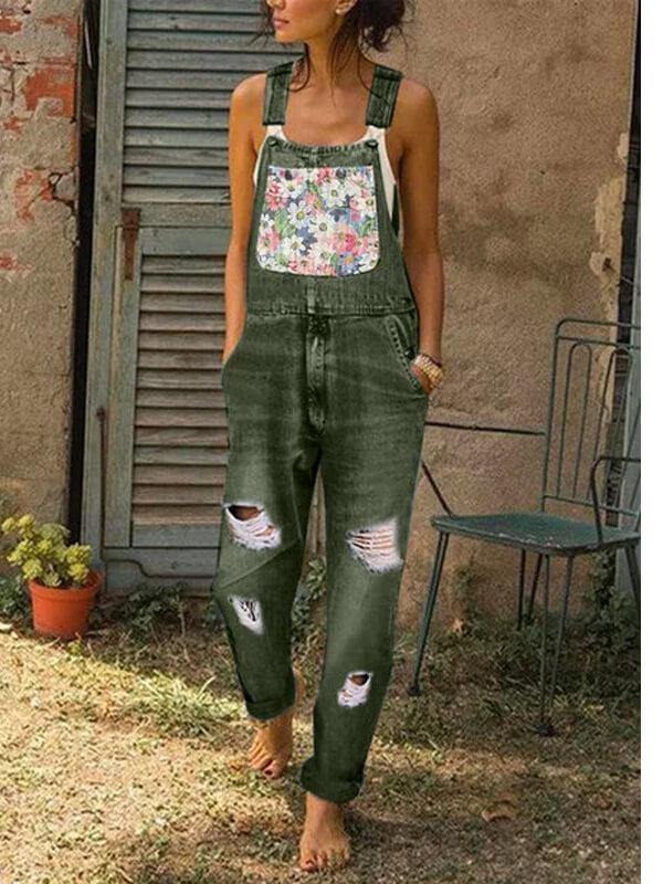 Chalier Sleeveless One-Pieces Denim Overalls Slim Fit Stretch Jumpsuit - CHALIER