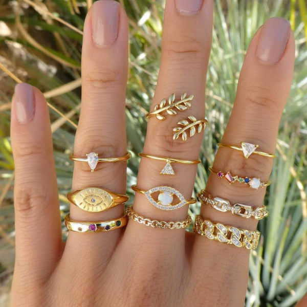 Female Design Hot Rings Gold Fashionable Jewelry Set