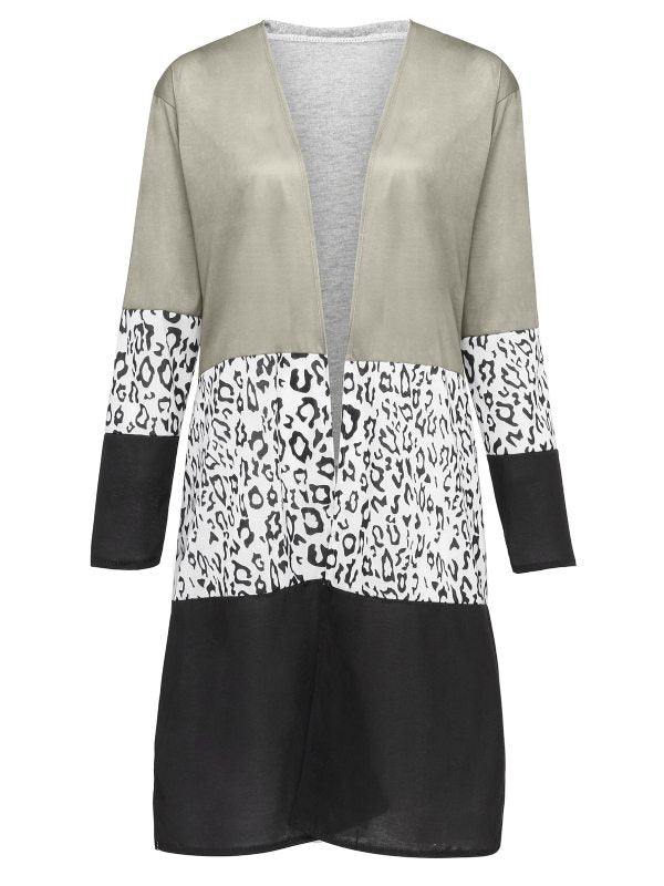 Women's Fashion Outwear Leopard Splice Coat